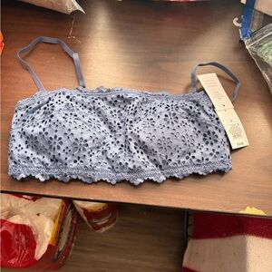 NWT Auden Floral Eyelet Lace Bralette - Light Blue